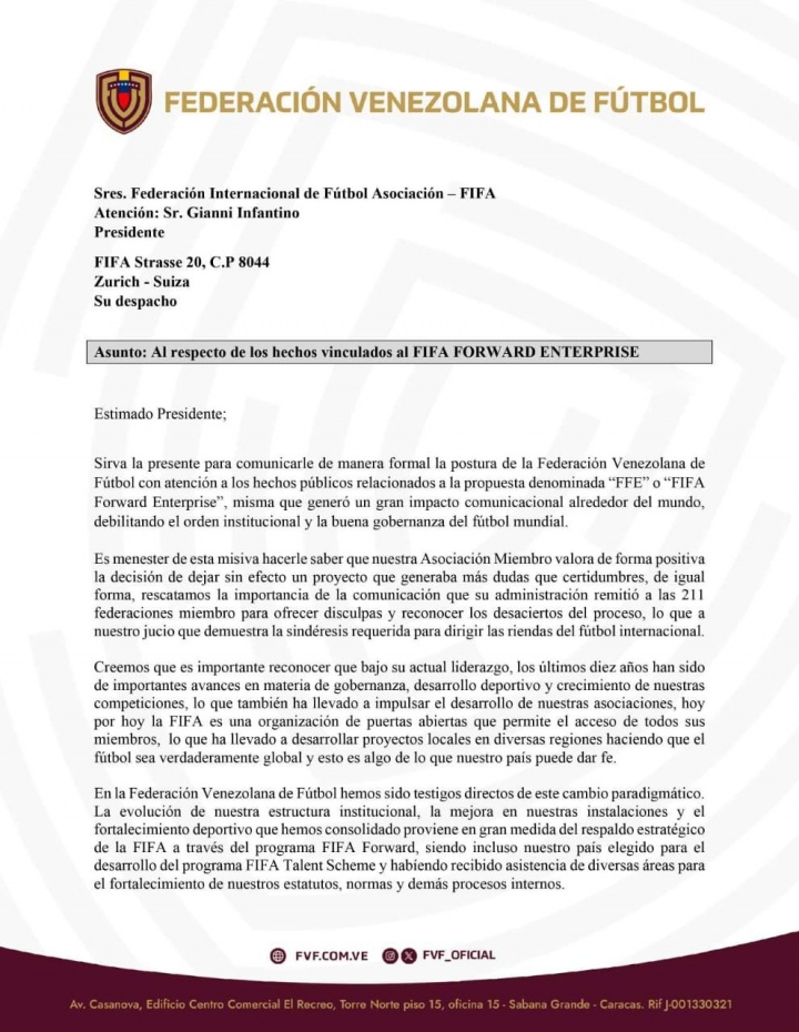 支持者+1!委内瑞拉足协声明:依然相信因凡蒂诺有能力领导FIFA封面