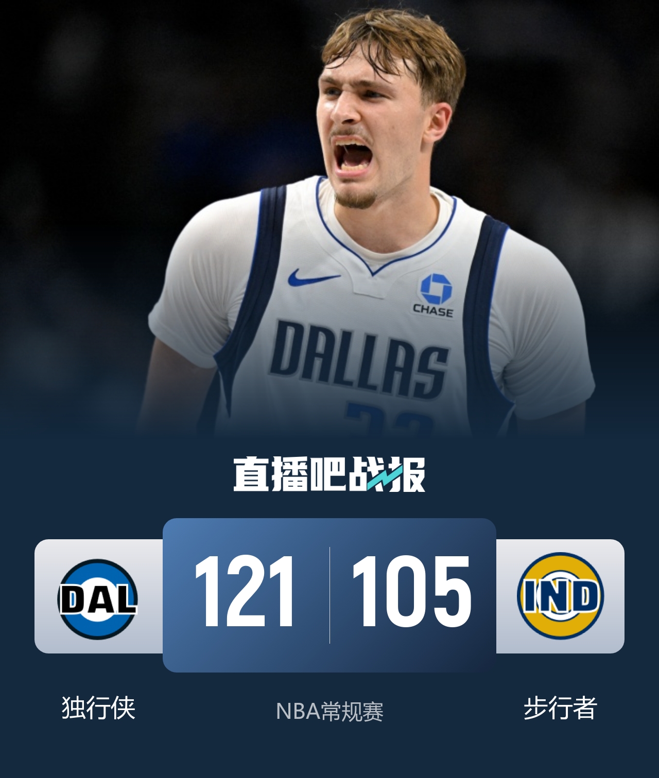 🏀独行侠轻取步行者 欧文24分 弗拉格14+5+6&伤退 西亚卡姆23分封面