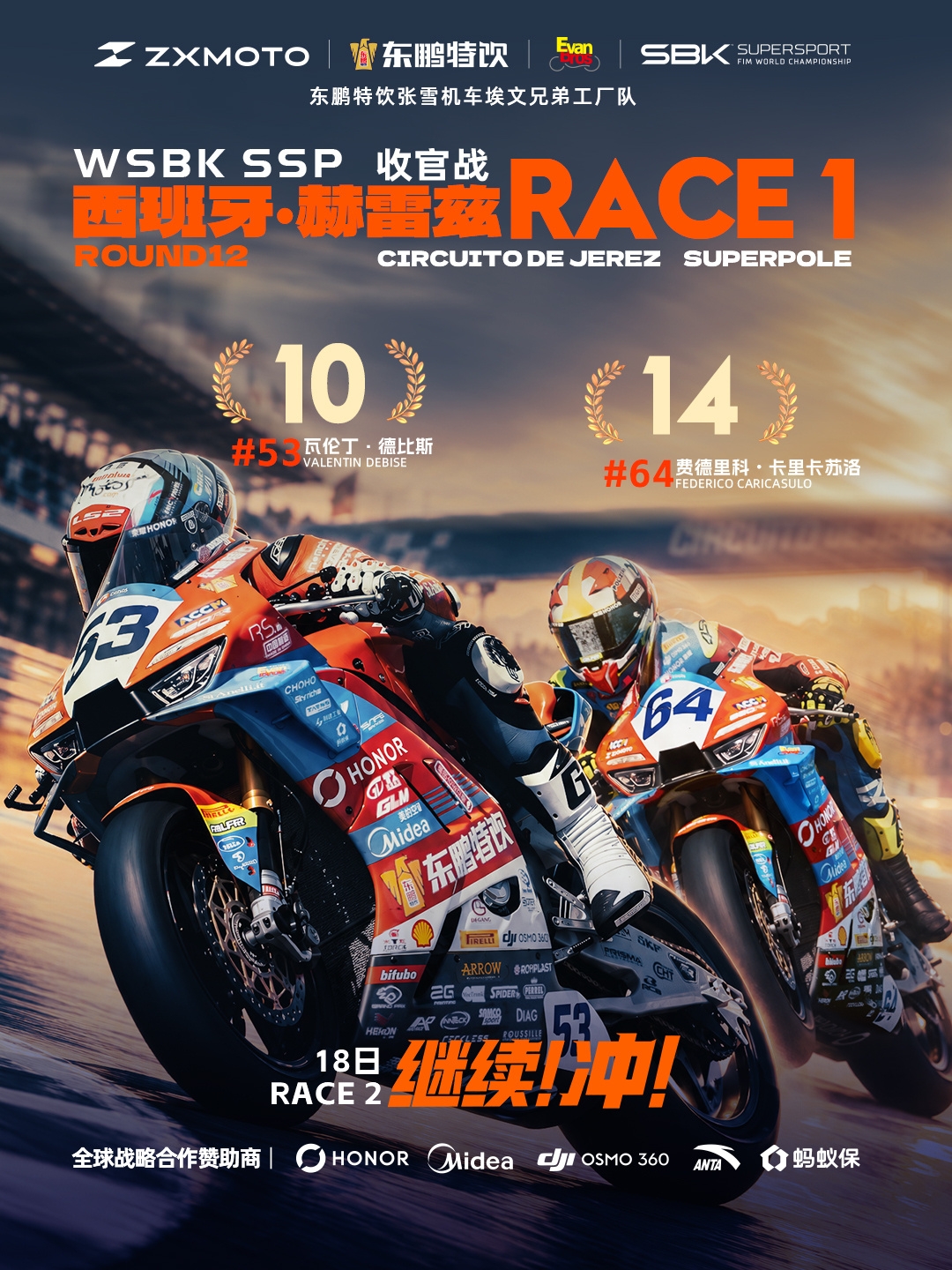 WSBK西班牙站：张雪机车德比斯第10，卡里卡苏洛25位发车杀至第14封面