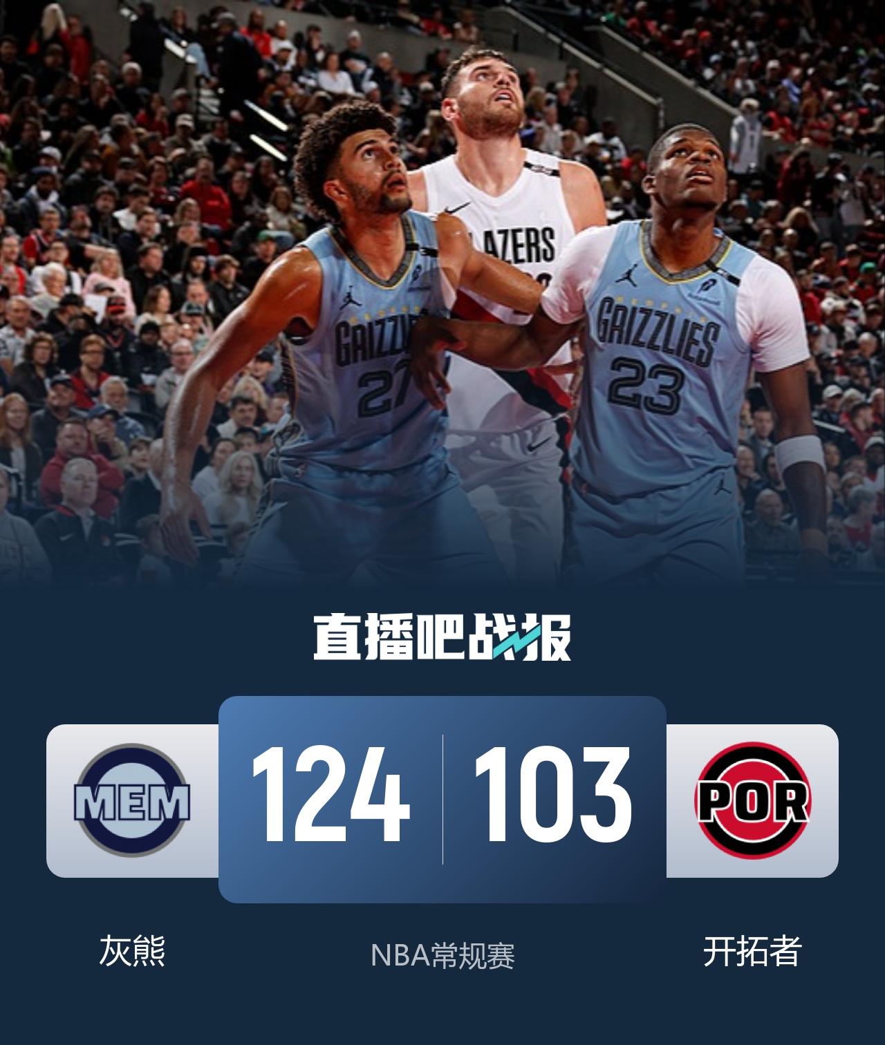 🏀灰熊胜开拓者豪取5连胜 杨瀚森末节登场3分2板1帽 布泽尔三双封面