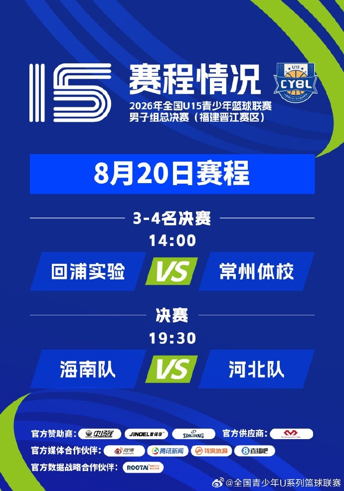 赛程公布｜2026年全国u15青少年篮球联赛 男子组总决赛封面