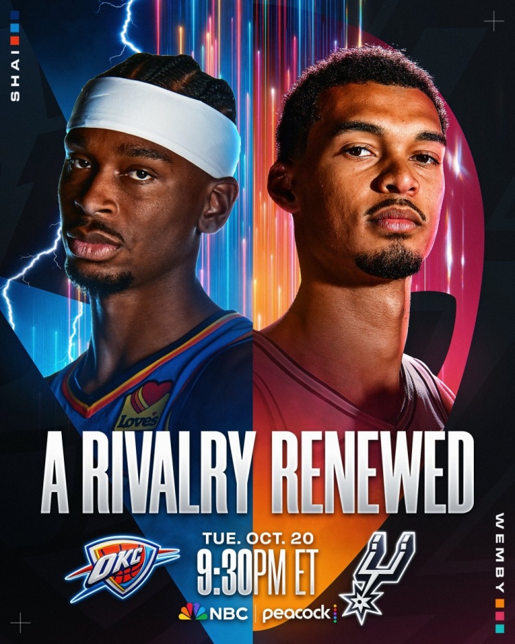 王牌对决⚡️👽NBA官方预热揭幕战雷霆VS马刺：连庄MVP对战DPOY封面