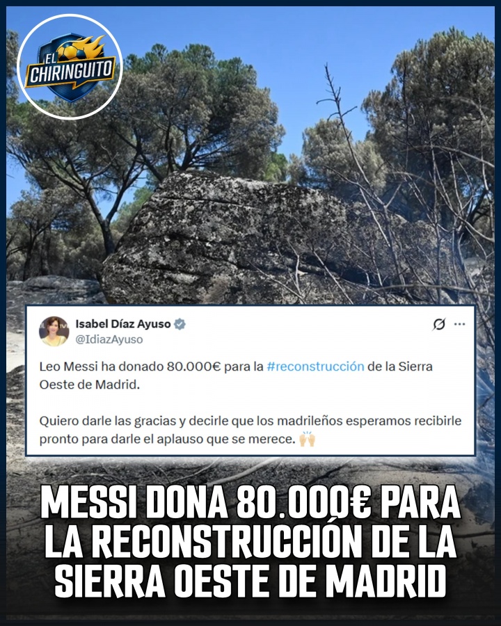 点赞👍梅西为马德里火灾重建捐款8万欧 马德里大区主席发文致谢封面