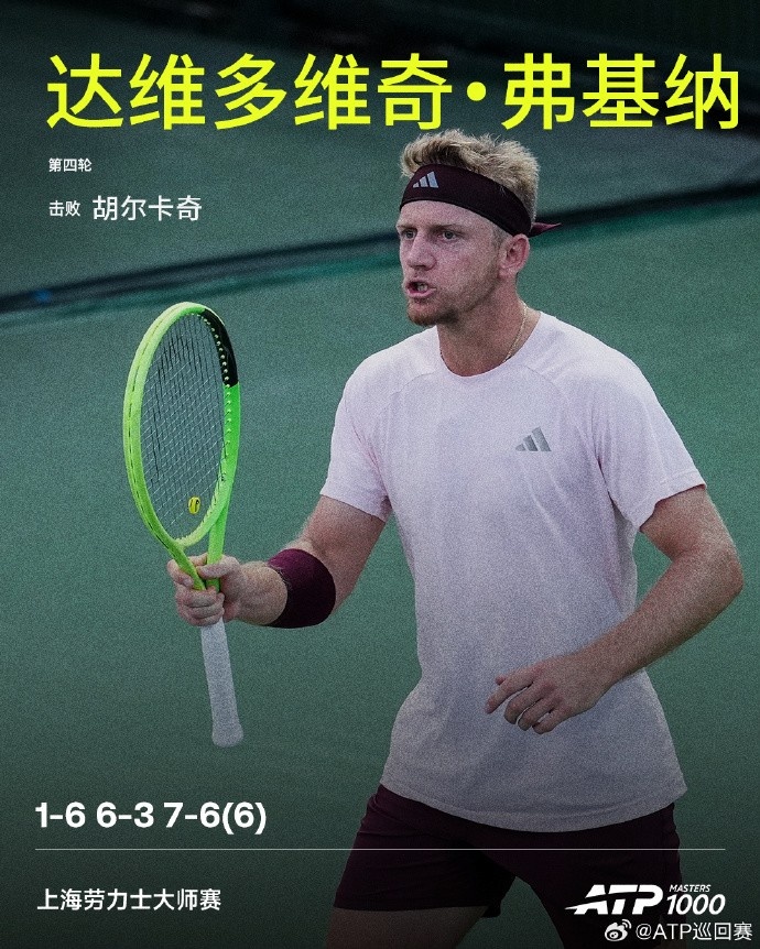 弗基纳2-1击败胡尔卡奇，晋级ATP上海大师赛男单八强封面