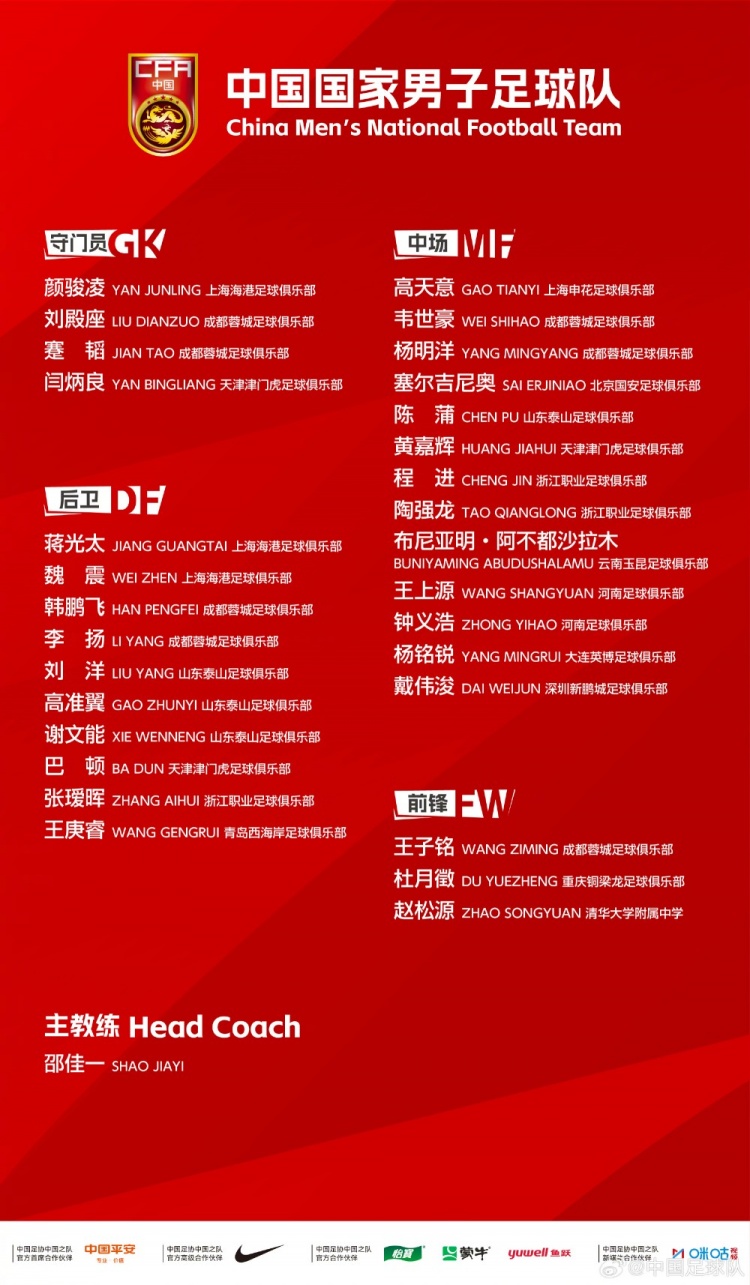 记者统计国足名单变化：保留上期集训16人，赵松源等8将首入选封面