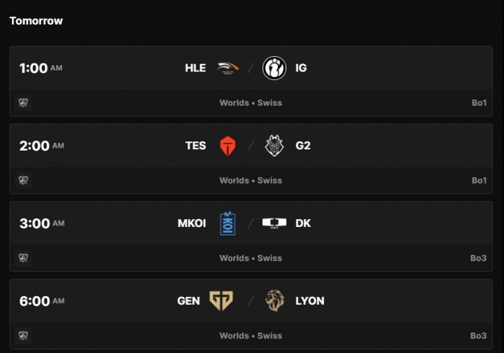 S16瑞士轮第三轮赛程出炉：明日凌晨1点iG vs HLE 随后TES vs G2封面
