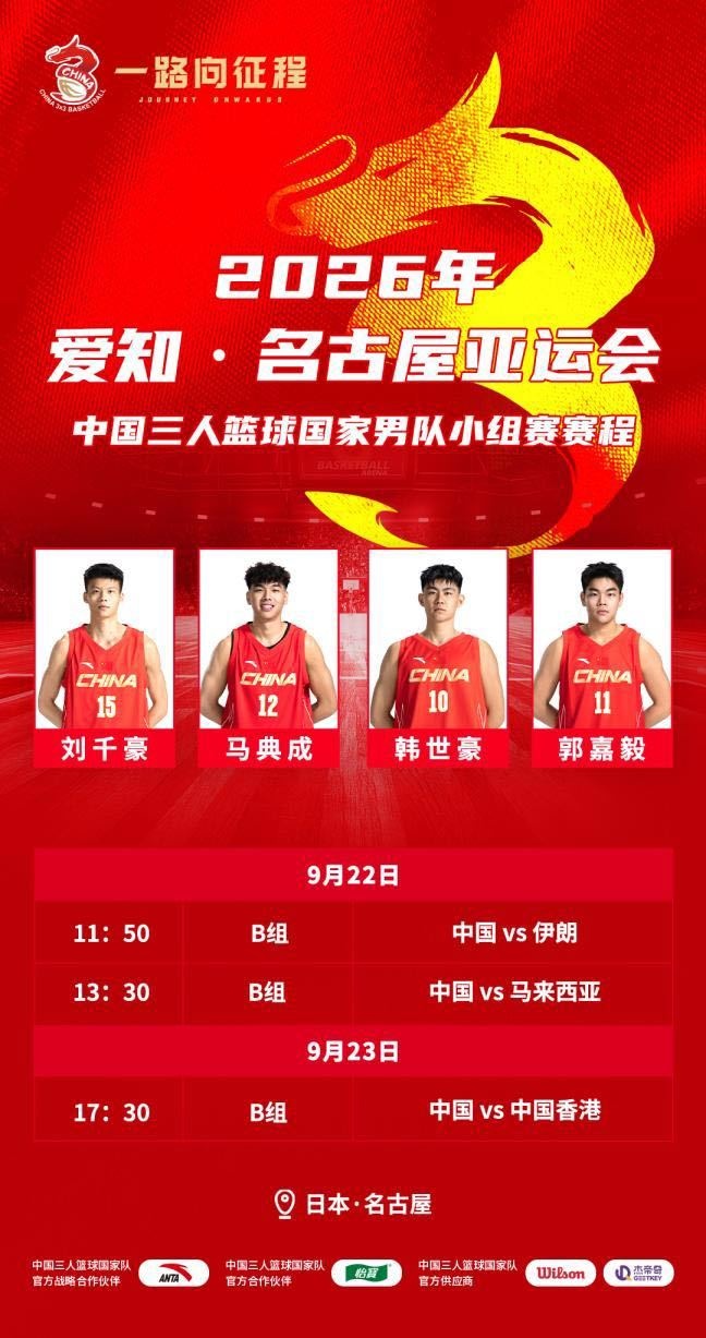 中国三人篮球亚运会名单：刘千豪&马典成领衔男队 李文霞领衔女队封面