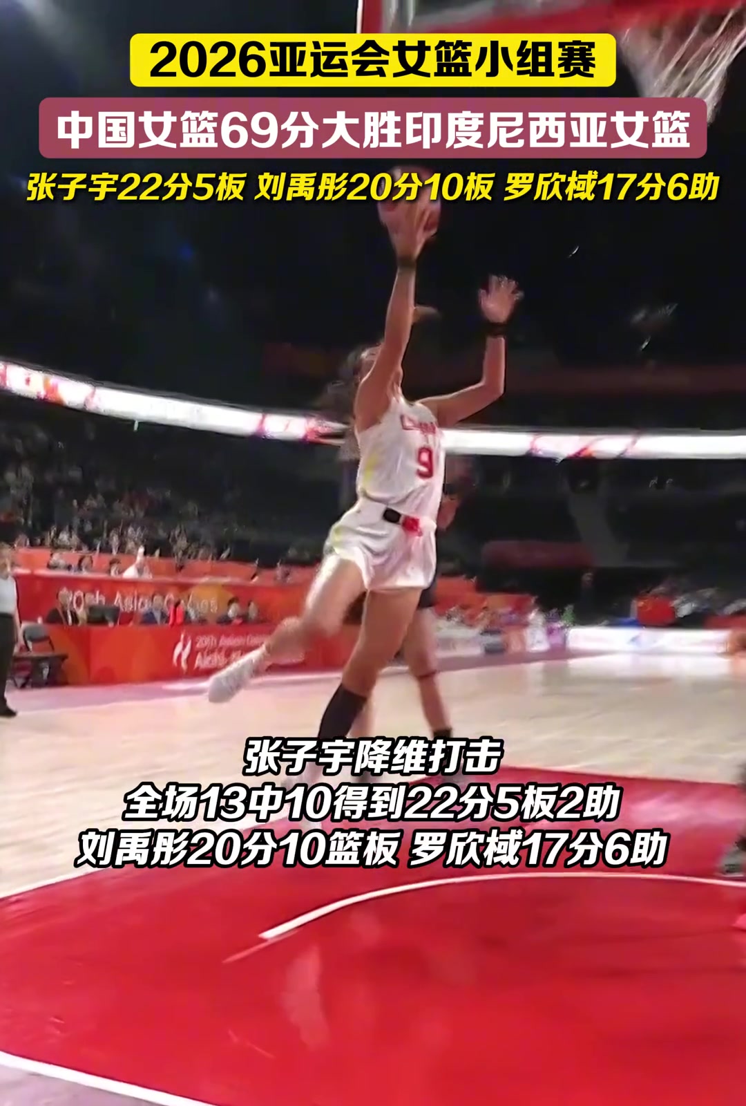 中国女篮亚运会110-41大胜印度尼西亚女篮，取得小组赛两连胜！封面
